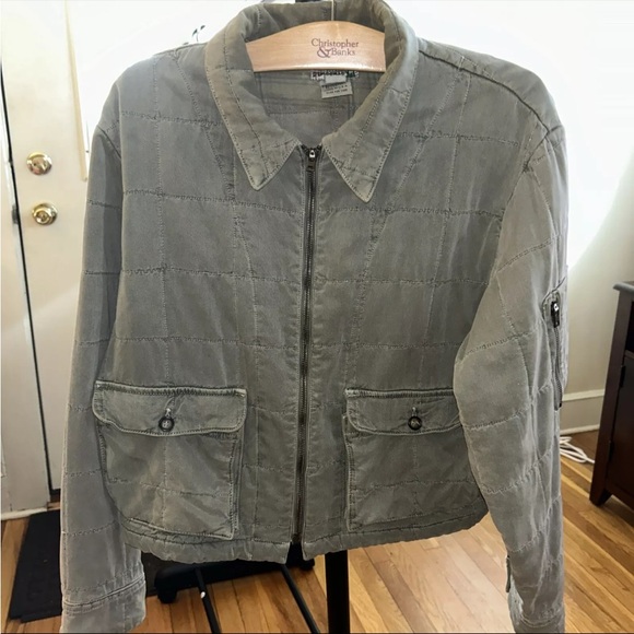 Democracy Womens Military Style Quilted Jacket Cargo Medium - Picture 1 of 5